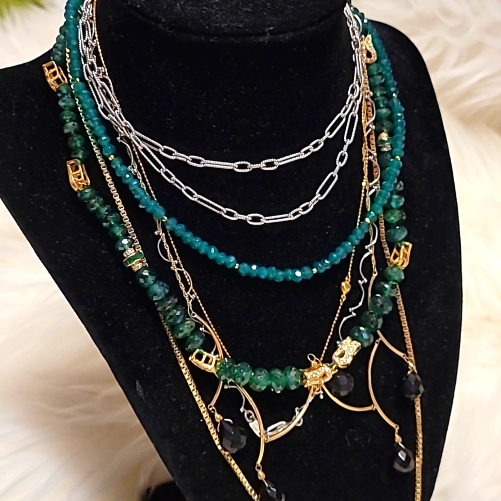 14k green onyx necklace - Picture 6 of 7
